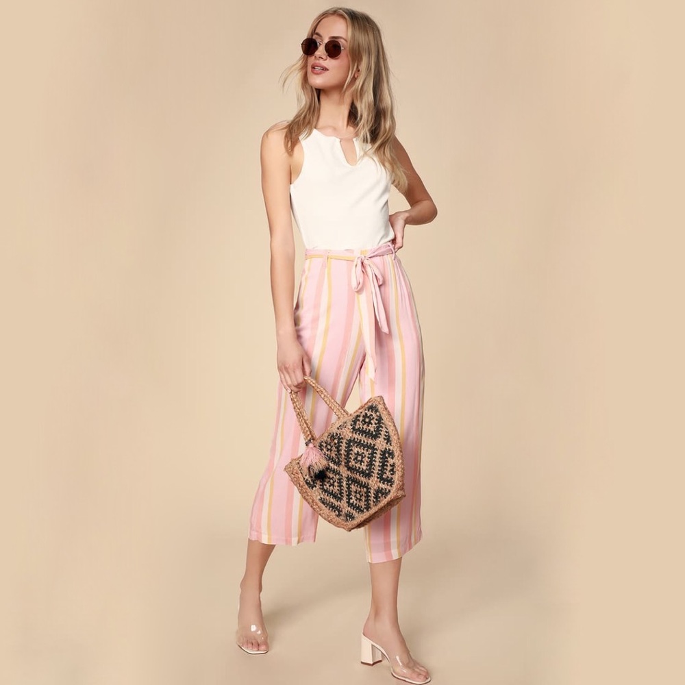 BB Dakota Orange Creamsicle Pink Striped Culotte Pants
